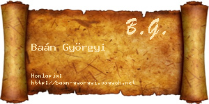 Baán Györgyi névjegykártya